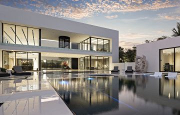 Completed Ocean Blue Custom Homes residence at twilight