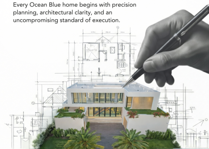 Ocean Blue Custom Homes pre-construction blueprint and design phase